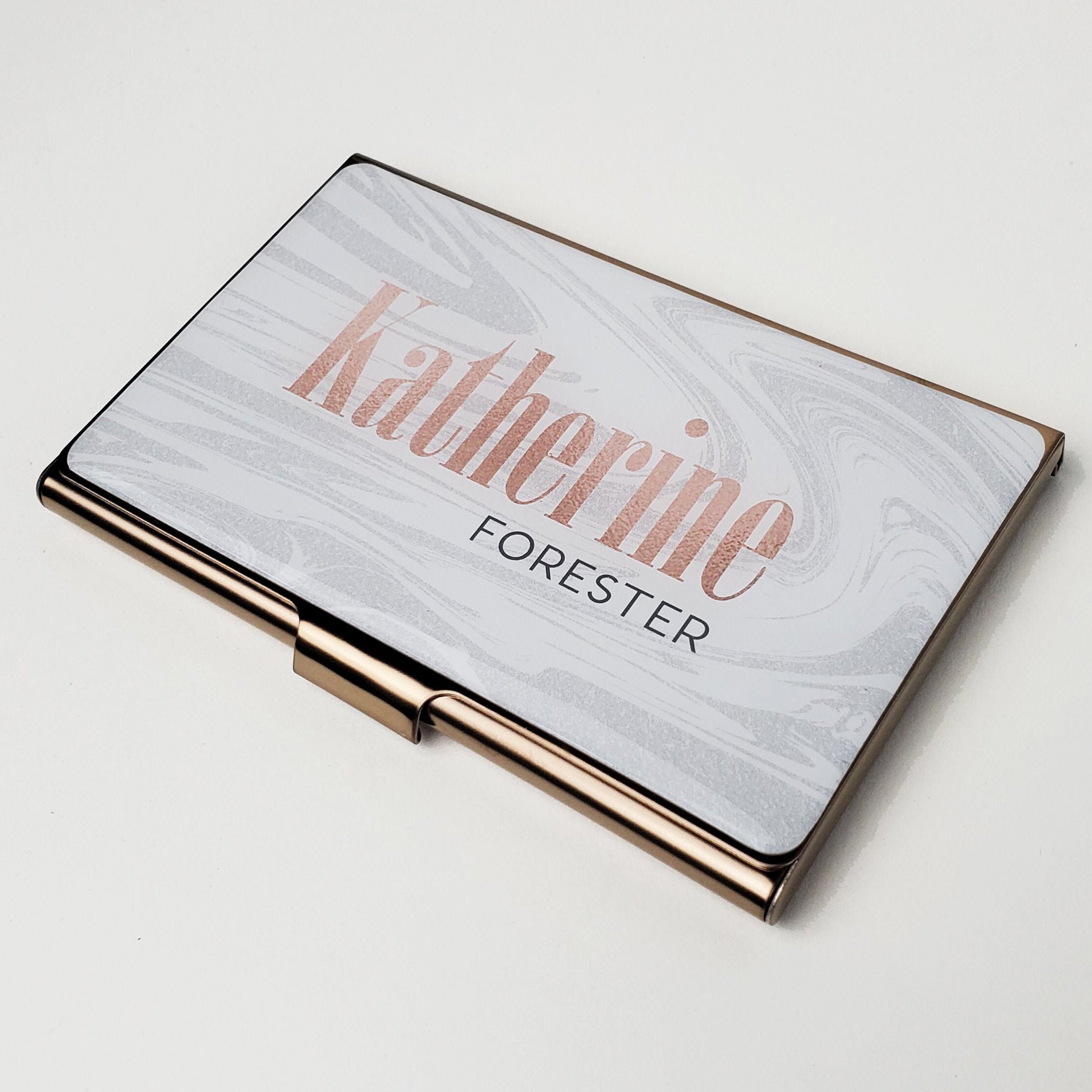 Personalized Business Card Case Rose Gold Business Card Holder Etsy