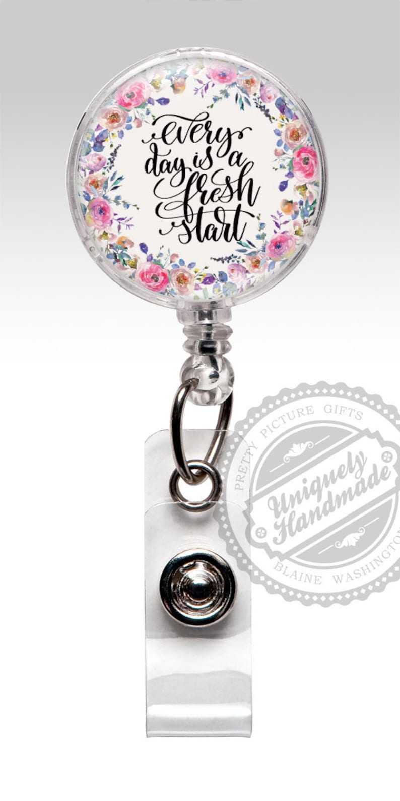 D Initial Etheral Floral Rose Badge Holder Retractable Badge Reel with Swivel Clip and Extra-Long 34 inch Cord D Initial Etheral Floral Rose Badge Holder Retractable Badge Reel with Swivel Clip and Extra-Long 34 inch Cord