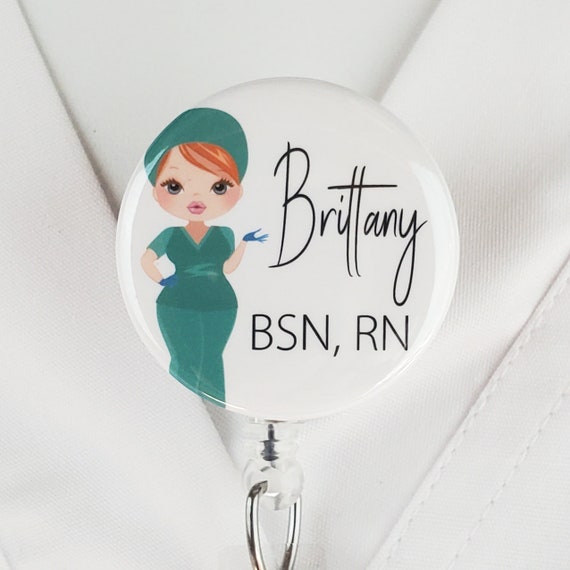 Personalized Badge Reel, Custom Nurse Retractable Badge Holder