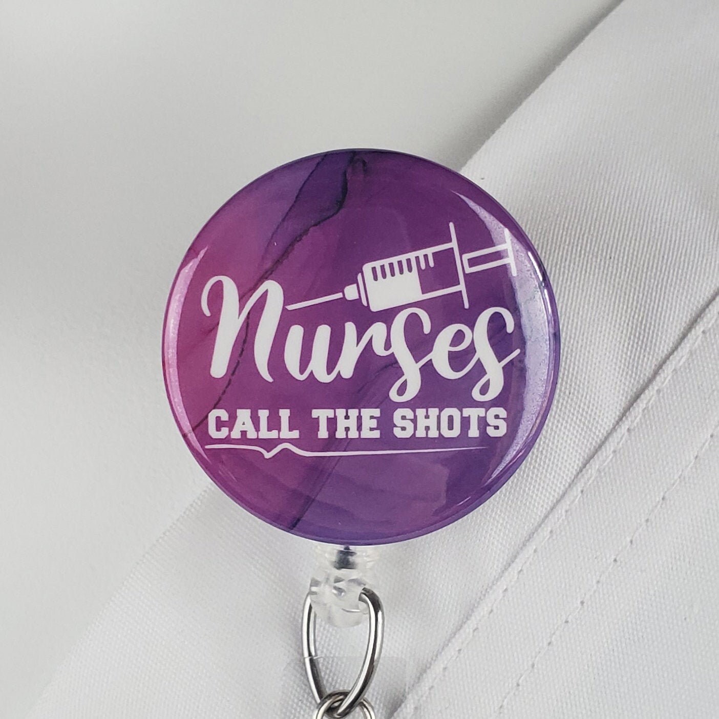 Funny Nurse Badge Reel Badge Holder Nurses call the Shots Etsy