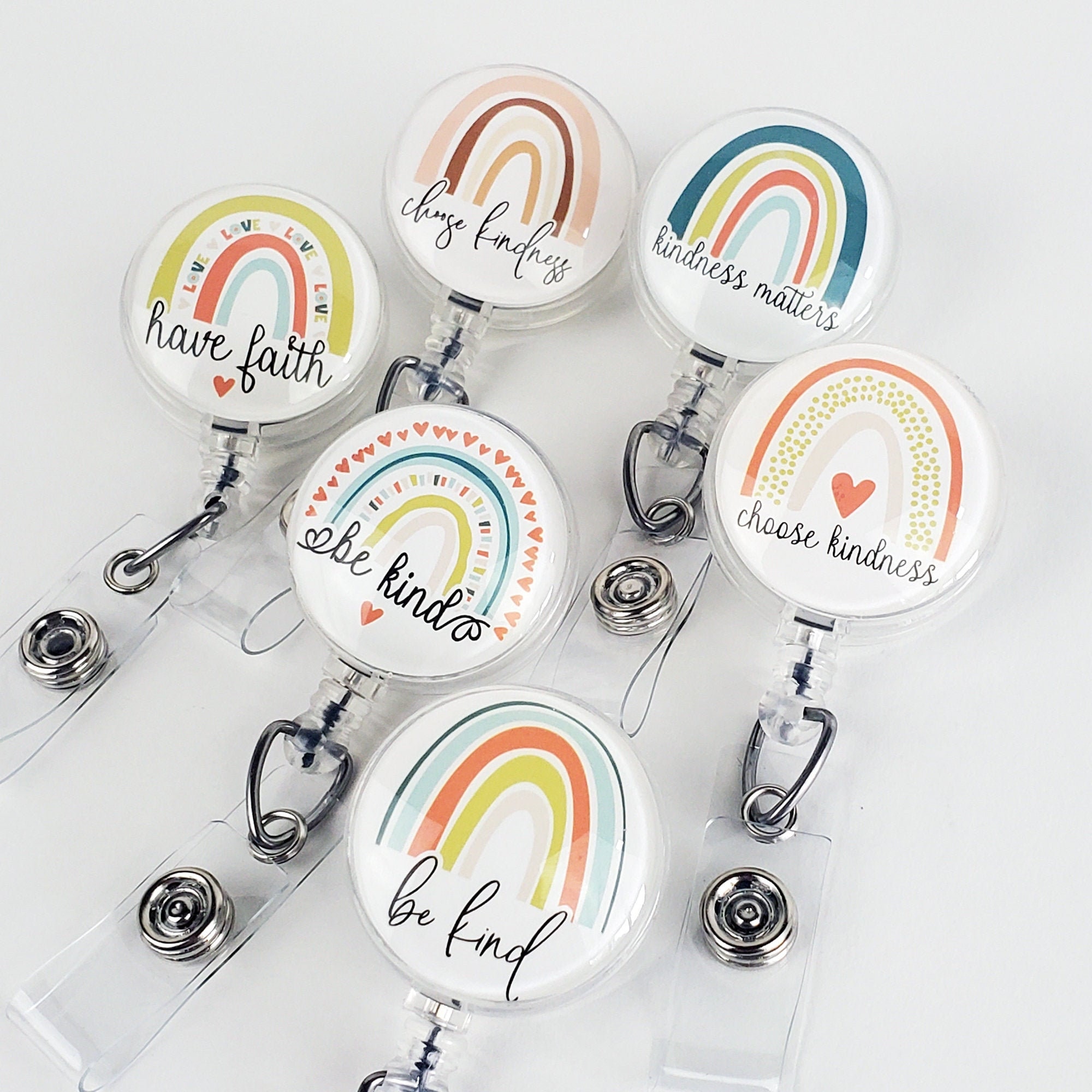Badge Reel for Nurses Cute Badge Reel Rainbow Lanyard Badge Reel. Badge Reel for Teacher Boho Rainbow badge Reel Rainbow Badge Reel
