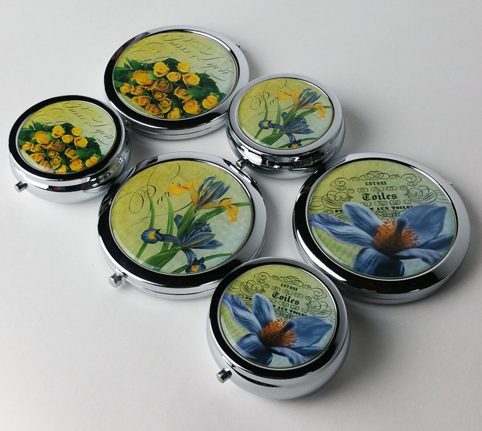 Pill Box Flower Pill Case Floral Pill Container Trinket Etsy