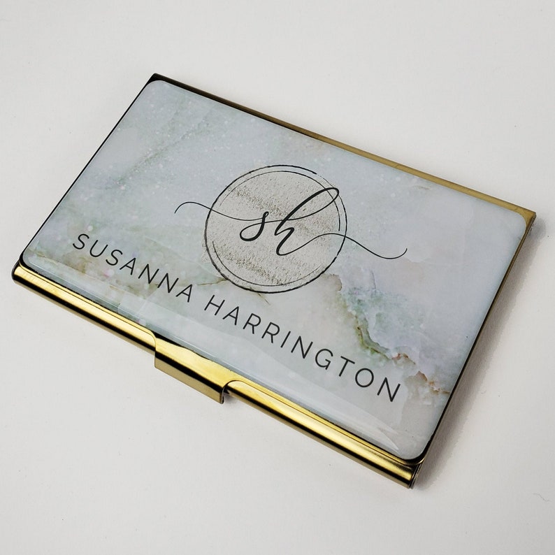 Personalized Business Card Case Marble Business Card Holder Etsy