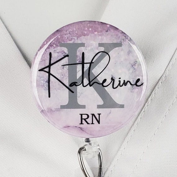 LPN or LVN Licensed Practical Vocational Nurse ID Retractable Badge Reel LPN - Purple / Swivel Gator