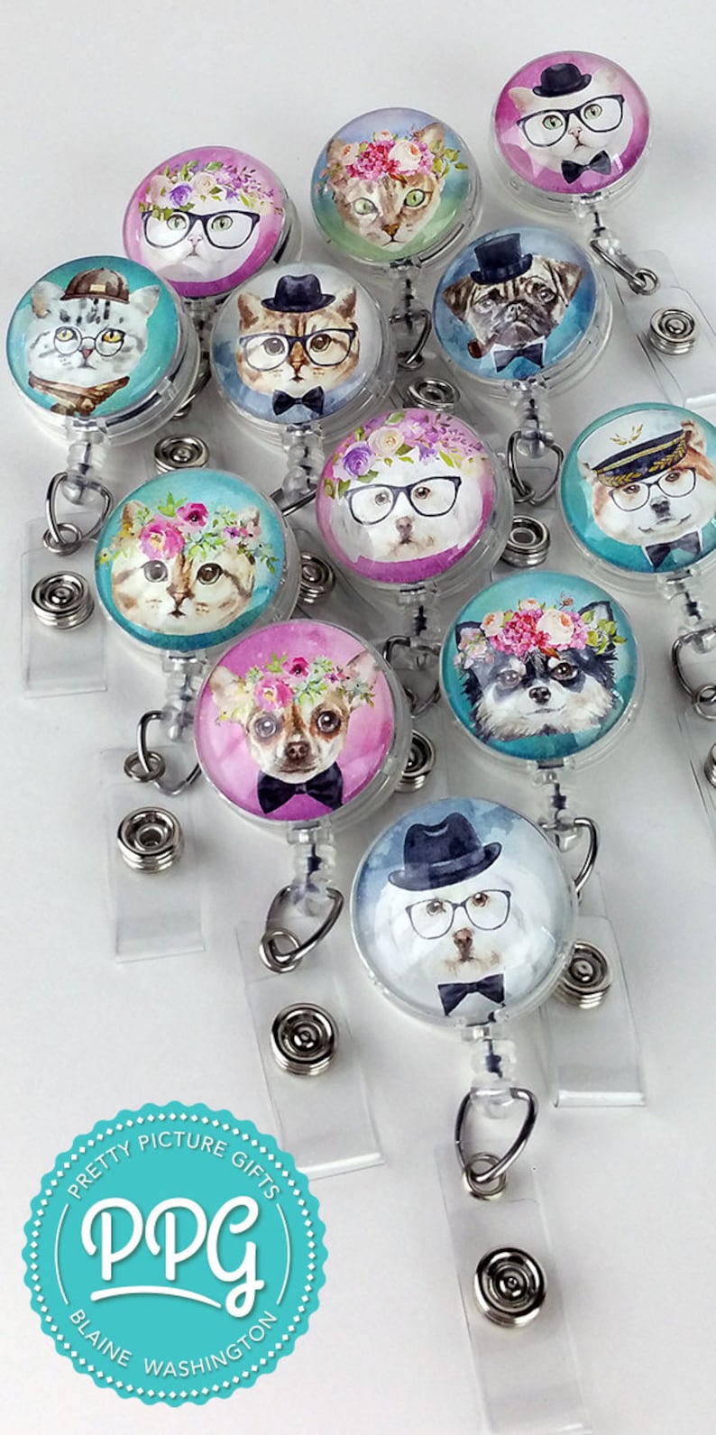 Dog Badge Reel Funny Badge Holder Retractable ID Badge Pull Etsy