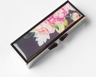 Pill Box, pill case Watercolor Flowers pill container gift for mom, gift for her medicine vitamin organizer suppliment medication holder P50
