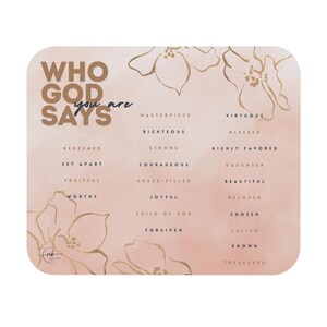Who God Says You Are Mouse Pad | Christian Scripture Affirmation Desk Mat
