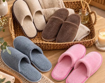 Disposable Guest Slippers,Soft Plush House Slippers, Hotel Spa Slippers, Indoor Travel Slippers, Guest Room Essentials, Unisex Home Slippers