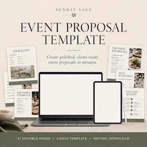 Event Proposal Template Canva | 17 Page Planner Presentation (Digital Download)