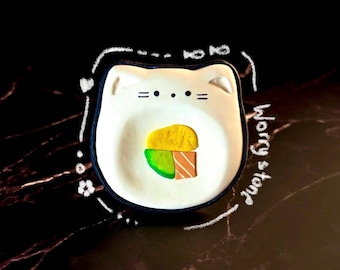Worry stone cat Handmade sushi | fidget for stress relief | Desk pet