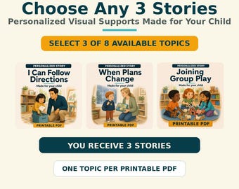 Social Story Bundle for Kids | Choose 3 Personalized Printable PDFs