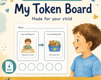 Behavior Chart for Kids, Personalized Token Board, Positive Reinforcement Printable PDF