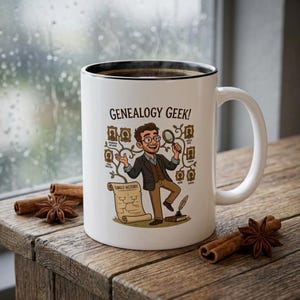 Genealogy Geek Illustration Accent Coffee Mug | Family Tree Researcher