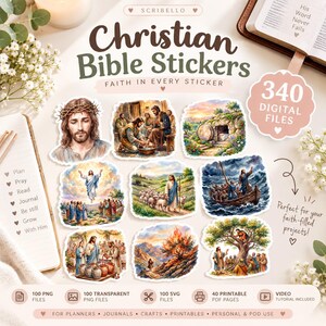 Bible Digital Stickers for Christians, Scripture Goodnotes PNG Pack, Faith Planner Download
