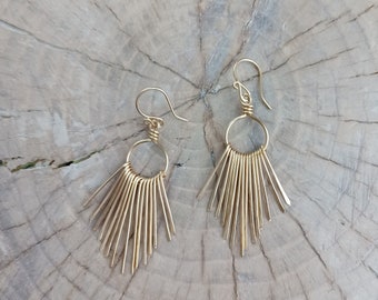 Earrings... &quot;Golden Paths&quot; hammered brass chandelier earrings.