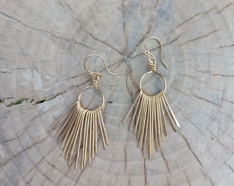 Earrings... "Golden Paths" hammered brass chandelier earrings.