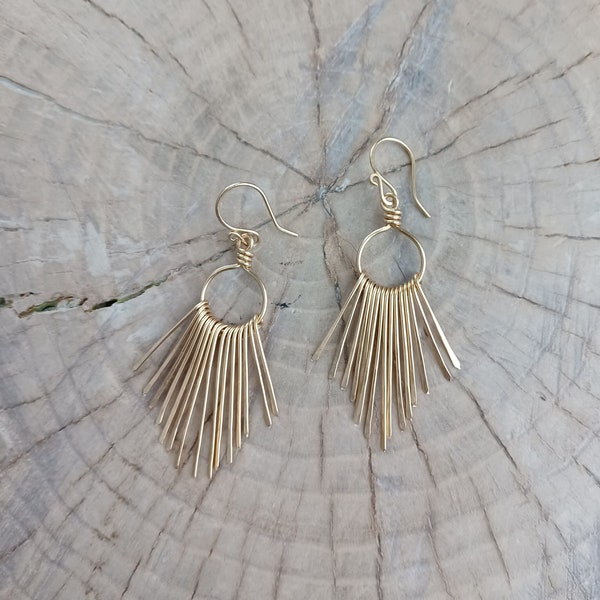 Earrings... "Golden Paths" hammered brass chandelier earrings.