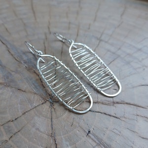 Earrings... Rapids sterling silver wire wrapped and hammered earrings. image 1