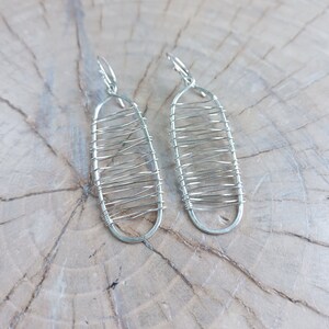 Earrings... Rapids sterling silver wire wrapped and hammered earrings. image 5