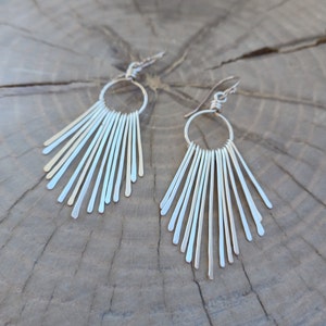 Earrings... Silver Paths hammered silver chandelier earrings. image 2