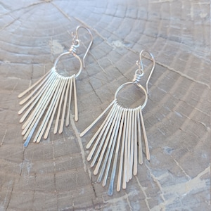 Earrings... Silver Paths hammered silver chandelier earrings. image 5