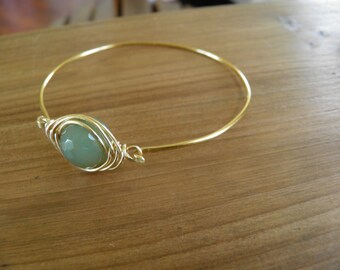 Bracelet... "Fall haze" bangle bracelet handmade from brass wire.