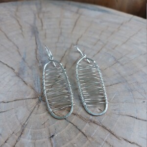 Earrings... Rapids sterling silver wire wrapped and hammered earrings. image 4