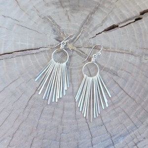 Earrings... Silver Paths hammered silver chandelier earrings. image 6