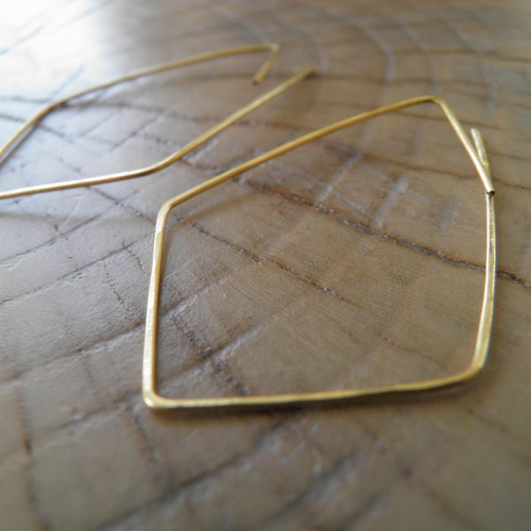 Hoop Earrings..."Angles" handmade and hammered brass or sterling silver wire earrings.