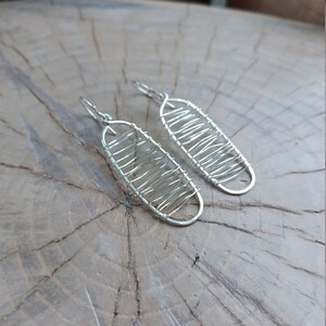 Earrings... Rapids sterling silver wire wrapped and hammered earrings. image 6