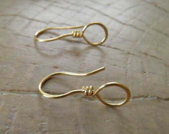 Earrings... "Simple circles" hand wrapped and hammered brass earring.