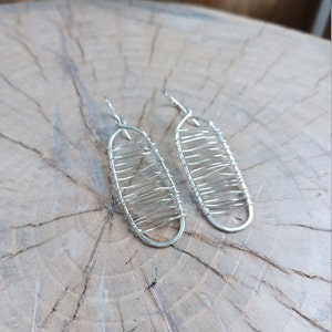 Earrings... Rapids sterling silver wire wrapped and hammered earrings. image 2