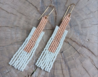 ON SALE!!! Seed bead earrings... "Moth Wing" earrings are miyuki delica handwoven earrings with hand hammered brass ear wires.