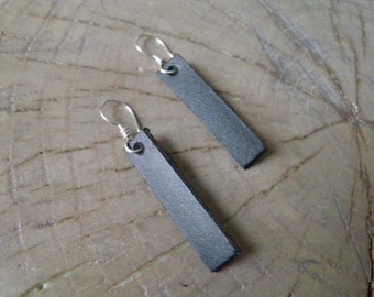 Leather Bar Earrings... "Let's Ride" leather dangle earrings / leather earring / leather jewelry