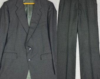 Abito vintage Oscar de la Renta, taglia 40R (33x33), blazer destrutturato in lana gessata grigia.