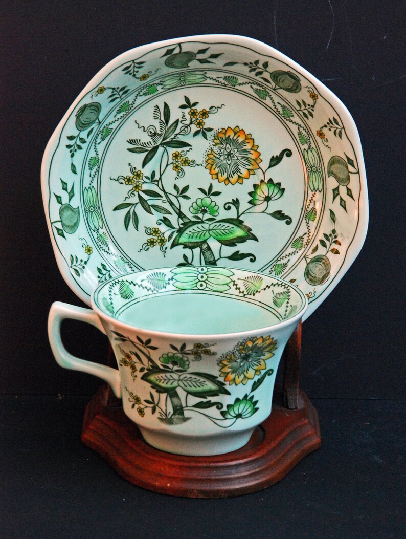 Adams Wedgwood English Ironstone Tea Cup and Saucer Green Etsy