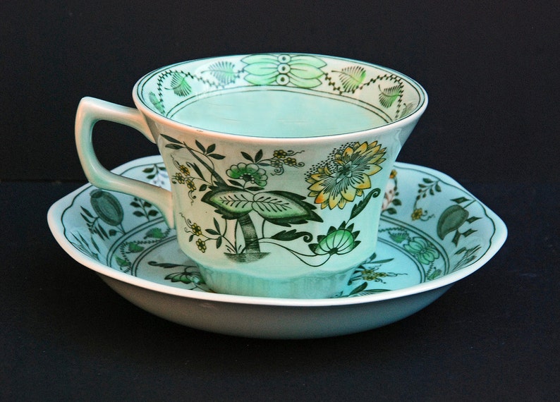 Adams Wedgwood English Ironstone Tea Cup and Saucer Green Etsy