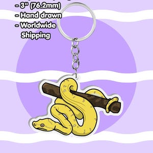 Green Tree Python Acrylic Keychain | Australian Reptile Key Charm
