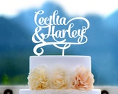 Wedding Cake Topper Monogram Mr and Mrs cake Topper Design Personalized with YOUR Last Name 017