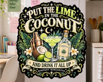 Put The Lime In The Coconut Sticker Funny Retro Margarita Celestial Beach Tropical Humor Waterproof Vinyl Sticker for Water Bottle Laptop