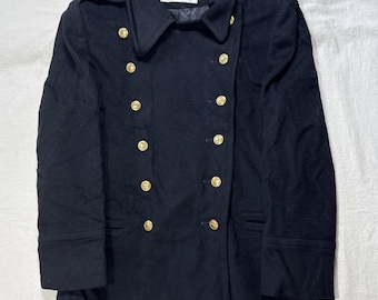 Vintage Christian Dior Wool Blazer Womens 8 Black Double Breasted Crest USA Made