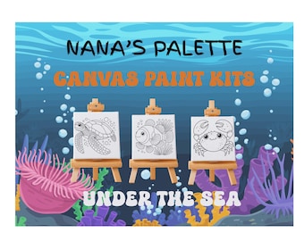 Schilderijpakket 'Onder de zee' op canvas: kies 3 ontwerpen van zeedieren.