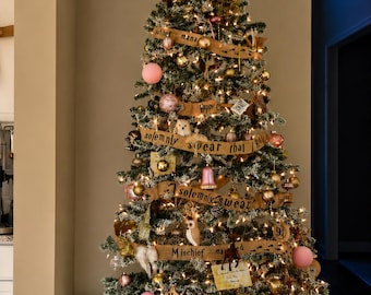 Nastro per albero di Natale del Mondo Magico / Decorazioni natalizie fantasy per fan di Harry Potter / Nastro per albero di Natale a tema magico, lungo 4,5 metri