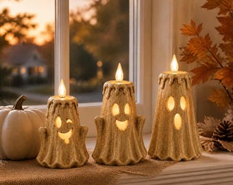 Spooky Candle Holder, Ghost Candle Holder, Ceramic Halloween Decor, Witch Decor, Halloween Gift for Friend