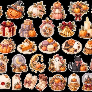 Halloween Digital Stickers | 30 Cute PNG Stickers for GoodNotes, Notability, iPad Planner & Digital Journal | Transparent PNG