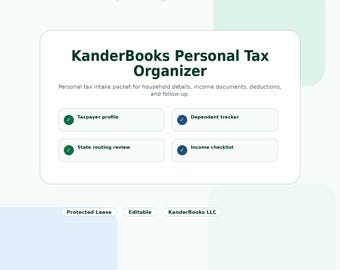 KanderBooks Personal Tax Organizer – Rok podatkowy 2026