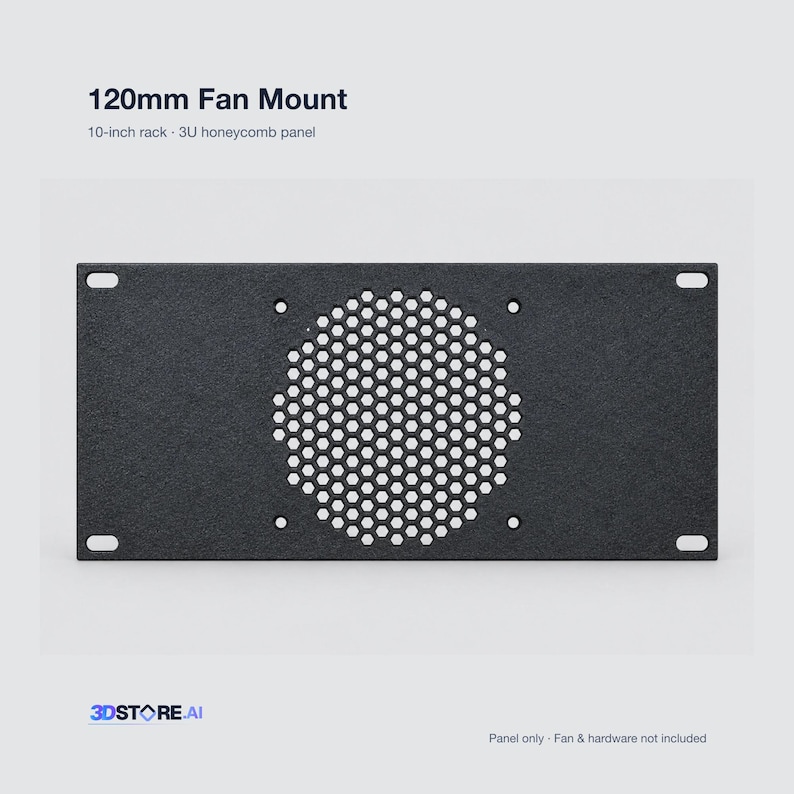Soporte para ventilador de 120 mm para racks de 10 pulgadas / Panel de nido de abeja 3U / PETG negro imagen 1