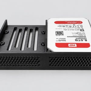 Dual 3.5 HDD Shelf - 10 Inch Rack Mount | 1U SATA Drive Tray | Black PETG image 2