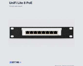 UniFi USW-Lite-8-PoE para montaje en rack – 10 pulgadas, PETG negro