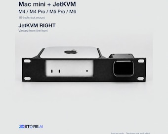 Mac mini M4 / Pro / M5 Pro / M6 + JetKVM para montagem em rack de 10 polegadas (preto/branco)